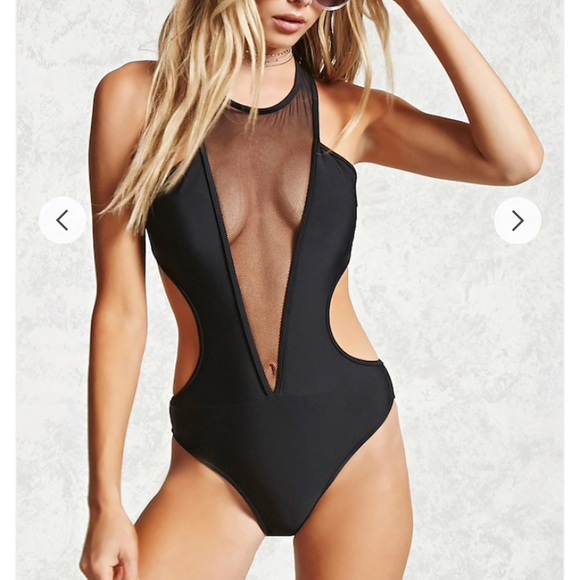 black mesh bathing suit
